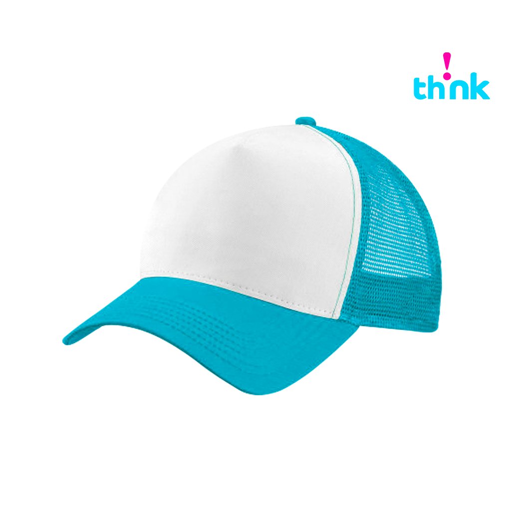 Gorra Poliéster Tipo Trucker Bicolor Azul Cielo