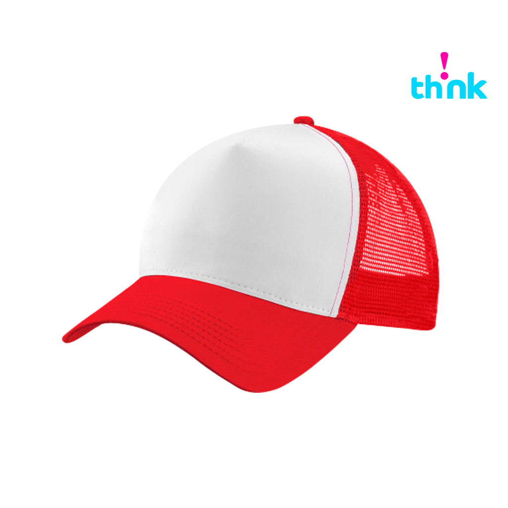 Gorra Poliester Tipo Trucker Bicolor Rojo