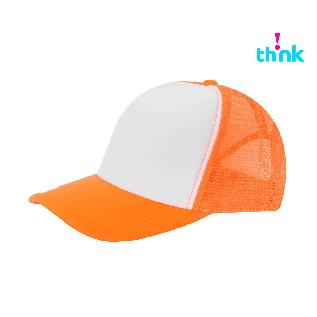 Gorra Poliester Tipo Trucker Bicolor Naranja Neon