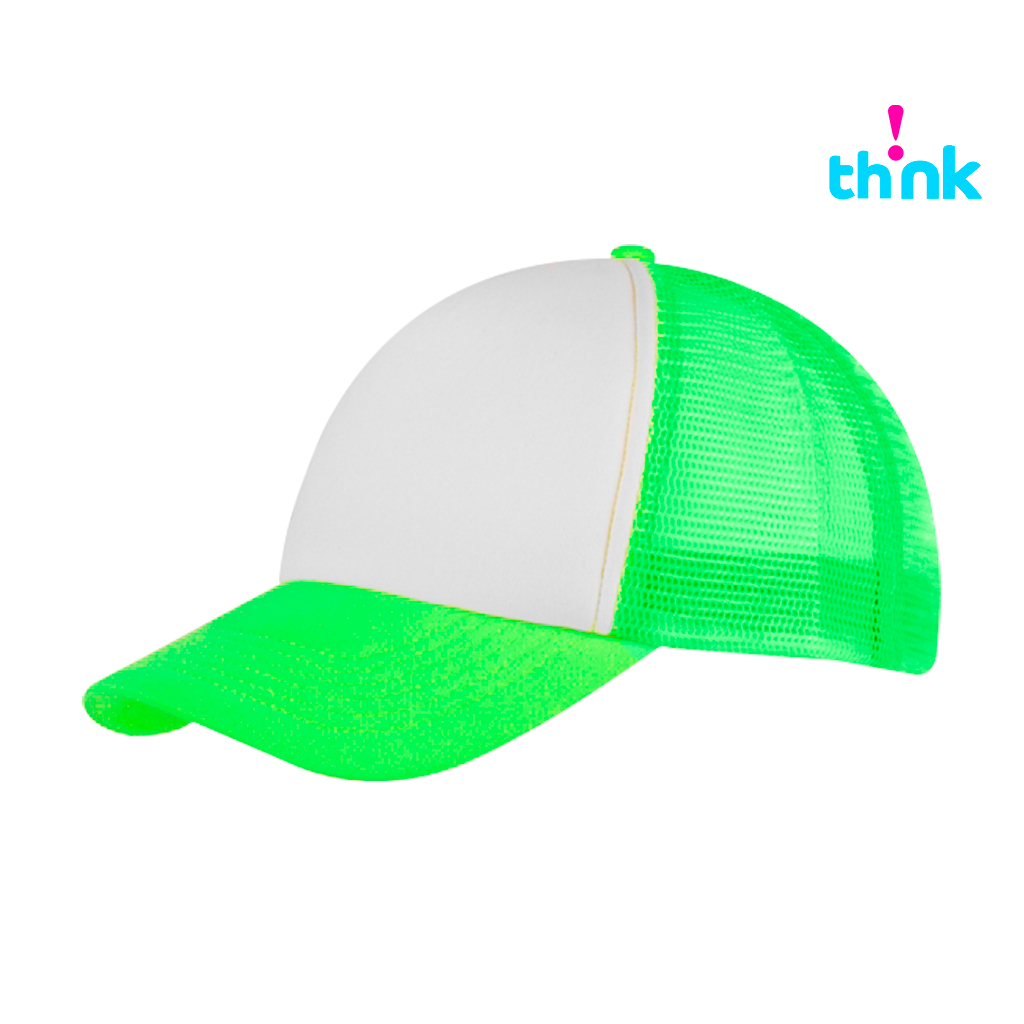 Gorra Poliester Tipo Trucker, Bicolor Verde Neon