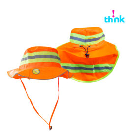 Sombrero C/Capa Reflectante de Alta Visibilidad para Seguridad Neón Naranja Unitalla pz
