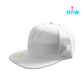 GORRA PLANA TIPO TRUCKER BLANCA C/BROCHE DE PLASTICO UNITALLA