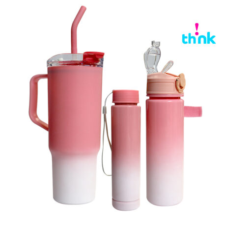 Vaso De Plástico Para Coche Esmerilado Rosa 3 En 1