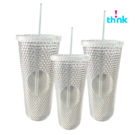 VASO DE PLASTICO TEXTURIZADO DIAMANTE TRANSPARENTE 3 EN 1